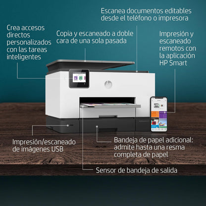 Impresora HP OfficeJet Pro 9020 / Multifuncional a Color con Wi-Fi, Escáner, ADF, Doble Bandeja y Sistema de Tinta
