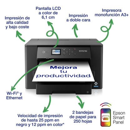 Impresora EPSON WorkForce 7310-DTWF / Monofuncional Tabloide a Color con Wi-Fi, ADF y Sistema de Tinta